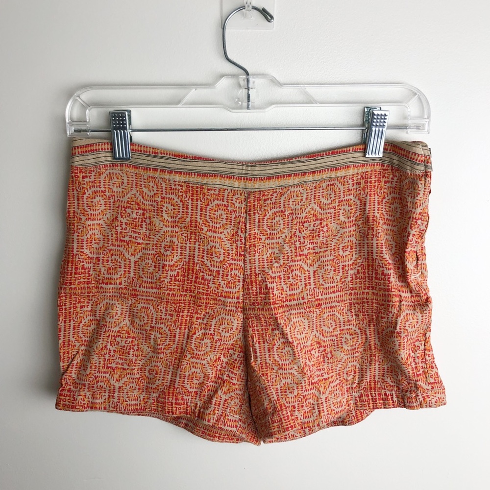 FREE PEOPLE Orange and Red Geo Printed Shorts